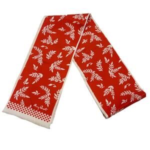 Mary Quant Women's Scarf Red Floral Rectangle Scarf Made In Italy 66” X 6”